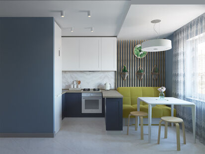 Фото № 3: Дизайн-проект двухкомнатной квартиры 61.2  м² Стиль Фьюжн для ЖК Московский