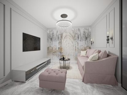 Фото № 1: Дизайн-проект двухкомнатной квартиры 43.56  м² Стиль Современная классика для ЖК Московский