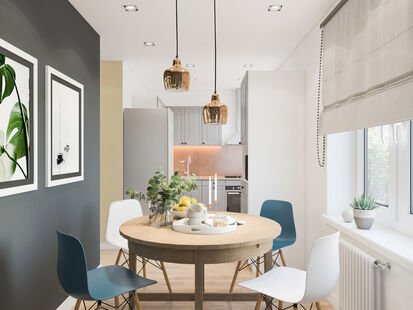 Фото № 5: Дизайн-проект трехкомнатной квартиры 60.4  м² Скандинавский стиль для ЖК Московский