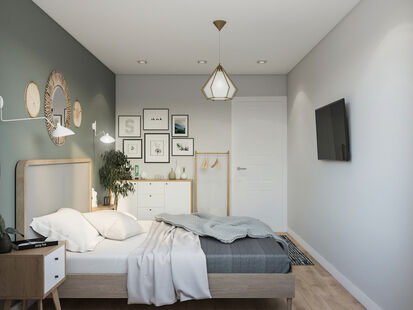 Фото № 4: Дизайн-проект трехкомнатной квартиры 60.4  м² Скандинавский стиль для ЖК Московский