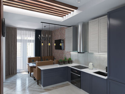 Фото № 2: Дизайн-проект двухкомнатной квартиры 70.35  м² Стиль Фьюжн для ЖК Московский