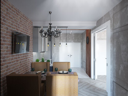 Фото № 5: Дизайн-проект двухкомнатной квартиры 70.35  м² Стиль Фьюжн для ЖК Московский