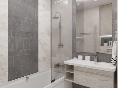 Фото № 4: Дизайн-проект двухкомнатной квартиры 70.35  м² Стиль Фьюжн для ЖК Московский