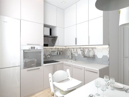 Фото № 3: Дизайн-проект однокомнатной квартиры 27.72  м² Скандинавский стиль для ЖК Московский