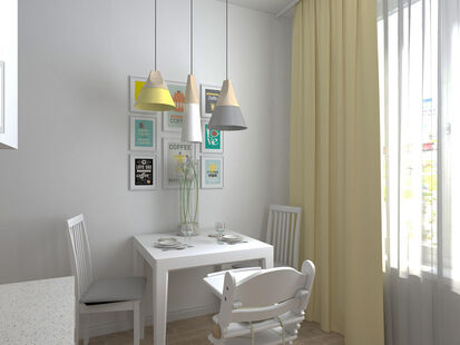 Фото № 5: Дизайн-проект однокомнатной квартиры 27.72  м² Скандинавский стиль для ЖК Московский