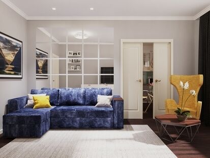 Фото № 1: Дизайн-проект двухкомнатной квартиры 68.28  м² Стиль Фьюжн для ЖК Московский