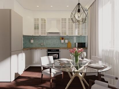 Фото № 6: Дизайн-проект двухкомнатной квартиры 68.28  м² Стиль Фьюжн для ЖК Московский