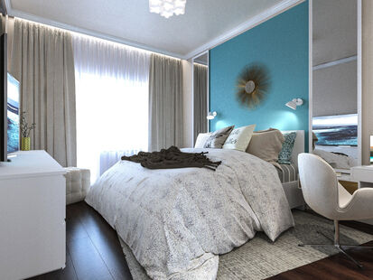 Фото № 4: Дизайн-проект двухкомнатной квартиры 68.28  м² Стиль Фьюжн для ЖК Московский