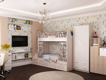 Фото № 3: Дизайн-проект детской 17.8  м² Стиль Контемпорари для ЖК Московский