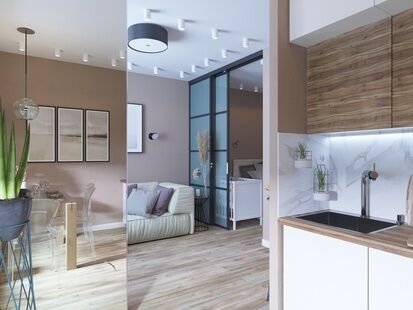 Фото № 3: Дизайн-проект трехкомнатной квартиры 79.2  м² Стиль Контемпорари для ЖК Московский