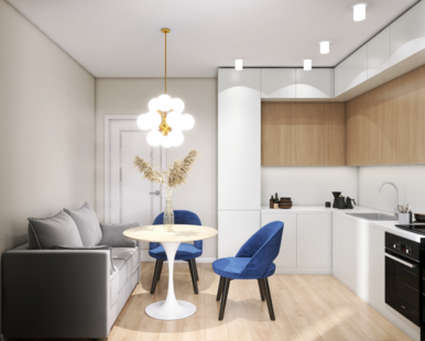 Фото № 1: Дизайн-проект трехкомнатной квартиры 89.23  м² Стиль Фьюжн для ЖК Московский