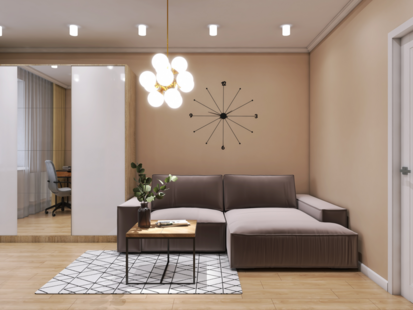 Фото № 2: Дизайн-проект трехкомнатной квартиры 89.23  м² Стиль Фьюжн для ЖК Московский