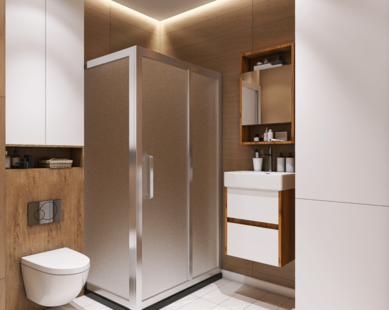 Фото № 3: Дизайн-проект трехкомнатной квартиры 89.23  м² Стиль Фьюжн для ЖК Московский