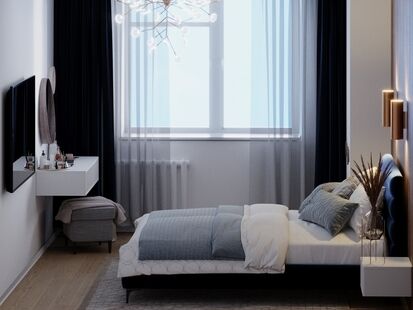 Фото № 5: Дизайн-проект двухкомнатной квартиры 55.5  м² Стиль Модернизм для ЖК Московский