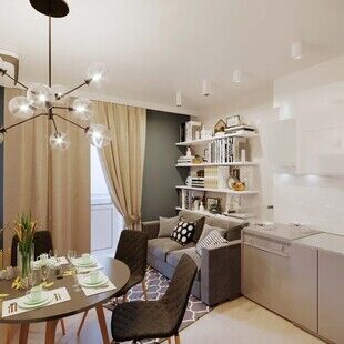 Фото № 1: Дизайн-проект двухкомнатной квартиры 60.45  м² Стиль Модернизм для ЖК Московский