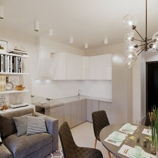 Фото № 5: Дизайн-проект двухкомнатной квартиры 60.45  м² Стиль Модернизм для ЖК Московский