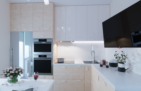 Фото № 2: Дизайн-проект кухни 9.3  м² Стиль Минимализм для ЖК Московский