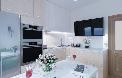 Фото № 3: Дизайн-проект кухни 9.3  м² Стиль Минимализм для ЖК Московский