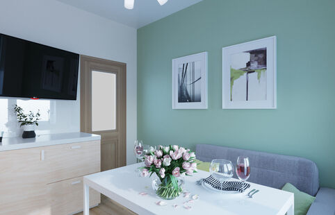 Фото № 4: Дизайн-проект кухни 9.3  м² Стиль Минимализм для ЖК Московский