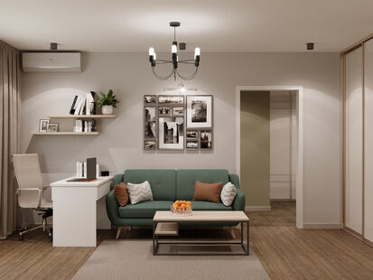 Фото № 1: Дизайн-проект однокомнатной квартиры 35.2  м² Стиль Скандинавский для ЖК Московский