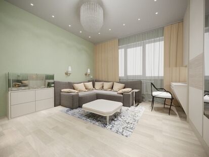 Фото № 1: Дизайн-проект двухкомнатной квартиры 61.0  м² Стиль Современная классика для ЖК Московский