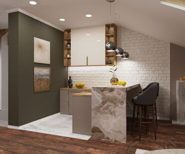 Фото № 2: Дизайн-проект студии 71.9  м² Стиль Фьюжн для ЖК Московский