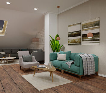 Фото № 4: Дизайн-проект студии 71.9  м² Стиль Фьюжн для ЖК Московский