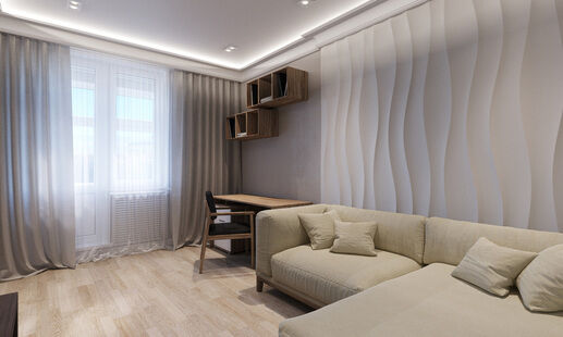 Фото № 2: Дизайн-проект двухкомнатной квартиры 65.5  м² Стиль Современная классика для ЖК Московский