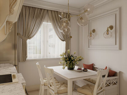 Фото № 3: Дизайн-проект двухкомнатной квартиры 54.65  м² Стиль Классика для ЖК Московский