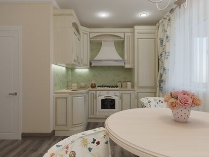 Фото № 1: Дизайн-проект квартиры-студии 35.21  м² Стиль Прованс для ЖК Московский