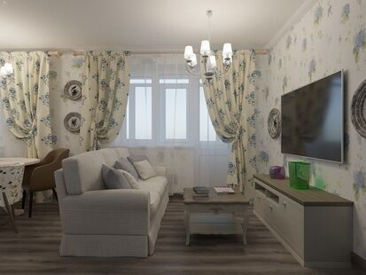 Фото № 3: Дизайн-проект квартиры-студии 35.21  м² Стиль Прованс для ЖК Московский