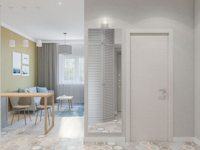 Фото № 2: Дизайн-проект однокомнатной квартиры 44.8  м² стиль Скандинавский для ЖК Московский