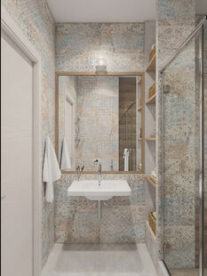 Фото № 3: Дизайн-проект однокомнатной квартиры 44.8  м² стиль Скандинавский для ЖК Московский