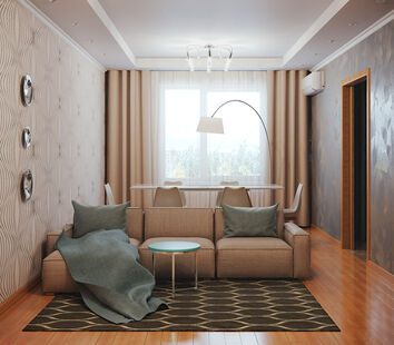 Фото № 1: Дизайн-проект двухкомнатной квартиры 61.4  м² Стиль Современная классика для ЖК Московский