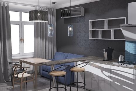 Фото № 5: Дизайн-проект двухкомнатной квартиры 73.06  м² Стиль Фьюжн для ЖК Московский