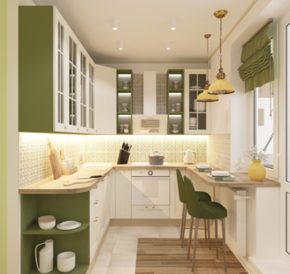 Фото № 1: Дизайн-проект однокомнатной квартиры 35.54  м² Стиль Прованс для ЖК Московский