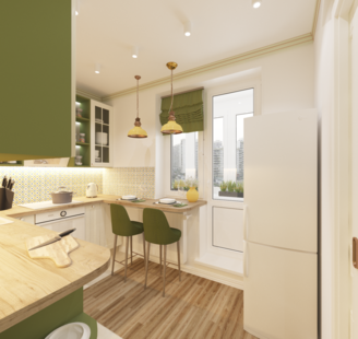 Фото № 5: Дизайн-проект однокомнатной квартиры 35.54  м² Стиль Прованс для ЖК Московский