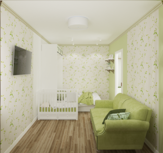 Фото № 2: Дизайн-проект однокомнатной квартиры 35.54  м² Стиль Прованс для ЖК Московский