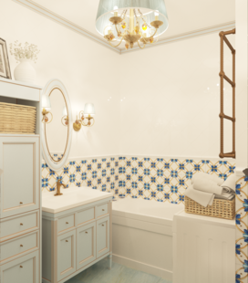 Фото № 3: Дизайн-проект однокомнатной квартиры 35.54  м² Стиль Прованс для ЖК Московский