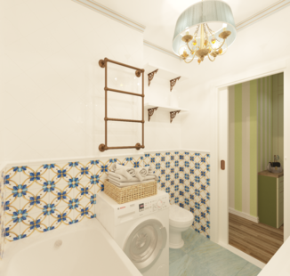 Фото № 4: Дизайн-проект однокомнатной квартиры 35.54  м² Стиль Прованс для ЖК Московский