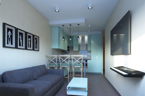 Фото № 1: Дизайн-проект однокомнатной квартиры 36.83  м² Стиль Контемпорари для ЖК Московский