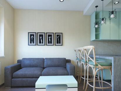 Фото № 4: Дизайн-проект однокомнатной квартиры 36.83  м² Стиль Контемпорари для ЖК Московский