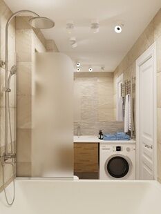 Фото № 2: Дизайн-проект однокомнатной квартиры 41.0  м² Стиль Модернизм для ЖК Московский