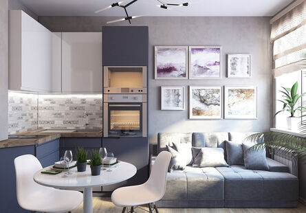 Фото № 1: Дизайн-проект однокомнатной квартиры 39.84  м² Стиль Модернизм для ЖК Московский