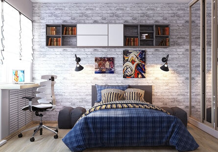 Фото № 5: Дизайн-проект однокомнатной квартиры 39.84  м² Стиль Модернизм для ЖК Московский