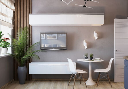 Фото № 4: Дизайн-проект однокомнатной квартиры 39.84  м² Стиль Модернизм для ЖК Московский