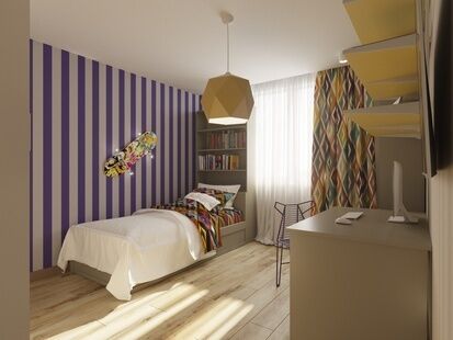 Фото № 2: Дизайн-проект трехкомнатной квартиры 75.6  м² Стиль Модернизм для ЖК Московский