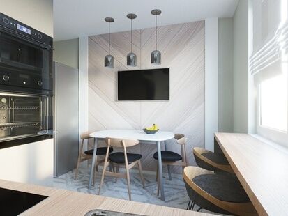 Фото № 6: Дизайн-проект трехкомнатной квартиры 75.6  м² Стиль Модернизм для ЖК Московский