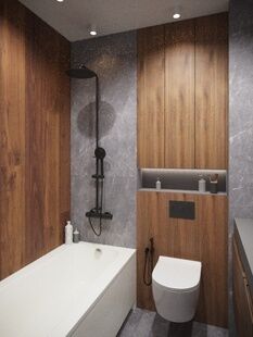 Фото № 2: Дизайн-проект однокомнатной квартиры 41.47  м² Стиль Модернизм для ЖК Московский