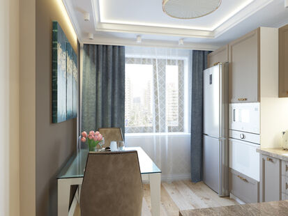 Фото № 5: Дизайн-проект однокомнатной квартиры 39.7  м² Стиль Современная классика для ЖК Московский